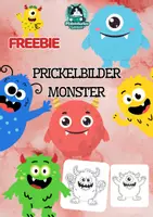 Vorschau - Mal- und Bastelvorlagen - Prickelbilder Monster Grundschule – 3 Vorlagen | Freebie - Deckblatt