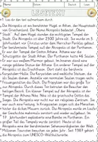 Vorschau - Arbeitsblätter - Die Akropolis von Athen, Sachtexte Lesen und verstehen Arbeitsblätter mit Lesetext, Fragen - Seite 2