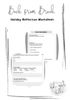 Vorschau - Arbeitsblätter - Back From Break - Holiday Reflection Worksheet - Deckblatt