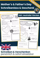 Vorschau - Arbeitsblätter - Englisch Mother’s Day & Father’s Day – Schreibanlass & Geschenk für Muttertag & Vatertag | Worksheets (inkl. neutraler Version) - Deckblatt