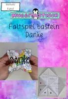 Vorschau - Mal- und Bastelvorlagen - Faltspiel „Danke“ Himmel & Hölle – Bastelvorlage Muttertag/Vatertag - Deckblatt