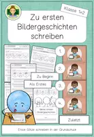 Vorschau - Arbeitsblätter - Erste Sätze schreiben: Bildergeschichten (Schreibanlass Grundschule Anfangsunterricht Klasse 1 und 2) - Deckblatt