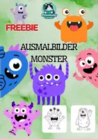 Vorschau - Mal- und Bastelvorlagen - Ausmalbilder Monster Grundschule – 3 Malvorlagen | Freebie - Deckblatt