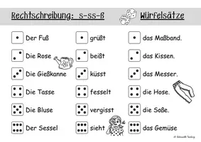 Vorschau - Spiele - Rechtschreibung: s-ss-ß Würfelsätze - Seite 3