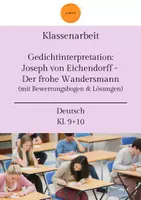 Vorschau - Klassenarbeiten - Klassenarbeit: Gedichtinterpretation von Eichendorffs "Der frohe Wandersmann" (mit Bewertungsbogen und Erwartungshorizont) - Deckblatt