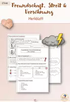 Vorschau - Prüfungsvorbereitung - Lernblatt zur Prüfungsvorbereitung - Freundschaft Streit und Versöhnung - Deckblatt