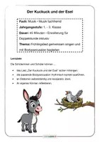 Vorschau - Stundenentwürfe - Musik Der Kuckuck und der Esel – Kompletter Stundenentwurf mit Bodypercussion, Karaoke-Videos & 2 Stationen (Klasse 1–2) - Seite 1