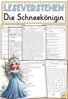 Vorschau - Arbeitsblätter - Die Schneekönigin (Hans Christian Andersen), Lesen und verstehen Arbeitsblätter mit Lesetext, Fragen - Deckblatt
