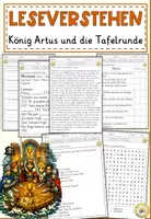 Vorschau - Arbeitsblätter - König Artus und die Tafelrunde, Lesen und verstehen Arbeitsblätter mit Lesetext, Fragen - Deckblatt