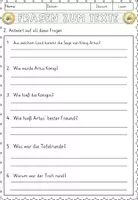 Vorschau - Arbeitsblätter - König Artus und die Tafelrunde, Lesen und verstehen Arbeitsblätter mit Lesetext, Fragen - Seite 3