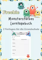 Vorschau - Arbeitsblätter - Lerntagebuch Grundschule Freebie – 2 Vorlagen | Wochenreflexion - Deckblatt