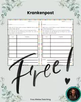 Vorschau - Anderer Materialtyp - Krankenzettel für SuS - neutrales Design - Deckblatt