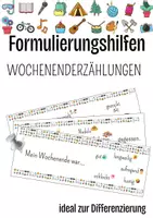 Vorschau - Fördermaterial/Inklusion - Formulierungshilfen Wochenenden Erzählungen Fächer DaZ - Deckblatt