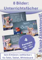 Vorschau - Poster - 8 BILDER: Unterrichtsfächer Grundschule (PNG, PPT, KEY, PDF) - Deckblatt