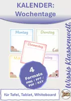 Vorschau - Präsentationen/Tafelbilder - Klassenkalender WOCHENTAGE (PNG, PPT, KEY, PDF) - Deckblatt