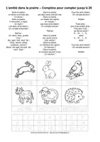 Aperçu - Feuilles d'exercices - L'amitié dans la prairie (compter jusqu'à 20) (maternelle, CP) - Page de couverture