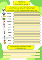 Vista previa - Hojas de trabajo - Describe the words - football - Portada