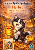 Vorschau - Anderer Materialtyp - Hausaufgabengutscheine Herbst – 6 Motive mit Kater Julius | Grundschule | Belohnungssystem | druckfertig - Deckblatt