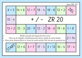 Vorschau - Spiele - Würfelspiel - Zahlenraum 20 Addition/Subtraktion - Seite 1