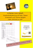 Vorschau - Arbeitsblätter - Thema Krankheit am Beispiel "dem Horizont so nah" Kriterien - Deckblatt
