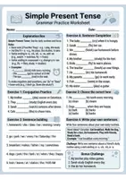 Vorschau - Unterrichtsreihen - Simple Present – Grammar Worksheet for Grade 5/6 (with Answers & Bonus Tasks) - Deckblatt