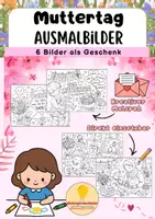 Vorschau - Mal- und Bastelvorlagen - Muttertag Ausmalbilder – 6 Vorlagen als Geschenk - Deckblatt