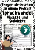 Vorschau - Arbeitsblätter - Fragen (+Lösungen) zum Podcast "Deutsch im Wandel" - Sprachwandel, Dialekte und Soziolekte - Deckblatt