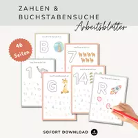 Vorschau - Arbeitsblätter - Zahlen und Buchstaben erkennen Arbeitsblätter | ABC & ZR 20 Kita Vorschule 1. Klasse - Deckblatt