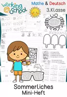 Vorschau - Arbeitsblätter - Sommer | Deutsch | Mathe | Miniheft | Klasse 3 - Deckblatt