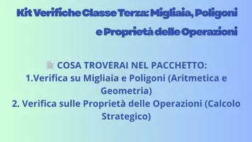 anteprima - Esercizi - Kit Verifiche Classe Terza: Migliaia, Poligoni e Proprietà delle Operazioni - Pagina di copertina