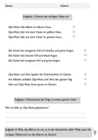 Vorschau - Arbeitsblätter - Textverständnis Opa Wutz - Deckblatt