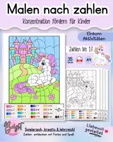 Vorschau - Arbeitsblätter - Zahlen lernen: Malen nach Zahlen (Einhorn-Edition) - Deckblatt