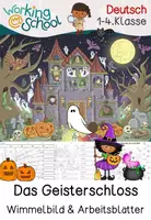 Vorschau - Arbeitsblätter - Halloween | Wimmelbild | Geisterschloss | Schreibanlass | Bildbeschreibung | differenziert - Deckblatt