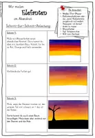 Vorschau - Mal- und Bastelvorlagen - Elefanten im Abendrot: Schritt für Schritt Anleitung - Seite 1