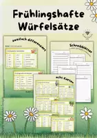 Vorschau - Stundenentwürfe - Würfelsätze - im Frühling - Sätze schreiben mit Freude - zweifach differenziert mit Schreibblättern - Deckblatt