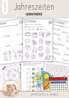 Vorschau - Arbeitsblätter - Jahreszeiten & Monate – Lerntheke Klasse 1 | Arbeitsblätter & Stationenlernen Grundschule 1. Klasse | DaZ, Vorschule - Deckblatt
