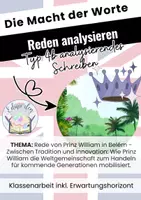 Vorschau - Klassenarbeiten - Redeanalyse - Rede von Prinz William in Belém - Zwischen Tradition und Innovation: Wie Prinz William die Weltgemeinschaft zum Handeln für kommende Generationen mobilisiert. - Deckblatt