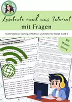 Vorschau - Arbeitsblätter - Lesetexte Medien - mit Fragen / Textversändnis - Deckblatt