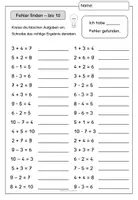 Vorschau - Arbeitsblätter - Mathe Klasse 1: Fehler finden ZR bis 20 - Seite 1