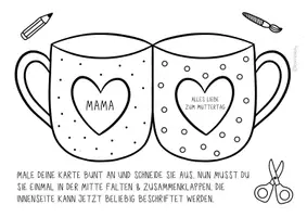 Vorschau - Arbeitsblätter - Muttertags Karten Ausmalen & Basteln - Kunst für den Muttertag - Seite 1