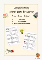 Vorschau - Test - Phonologische Bewusstheit – Lernzielkontrolle An-, In- und Endlaute mit Lösungen - Deckblatt