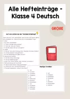 Vorschau - Merkblätter - ALLE Hefteinträge (Merkheft) Klasse 4 Deutsch - Deckblatt