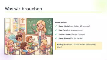 Vorschau - Interaktives Material - Pfingsten | Klanggeschichte nur mit Körper und Stimme | Grundschule | Förderschule | Sekundarstufe I | Differenziert | Klasse 1-4 - Seite 2