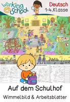 Vorschau - Stationenlernen - Schule | Schulhof | Wimmelbild | differenzierte Übungen - Deckblatt