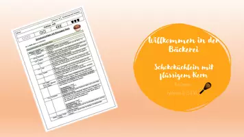 Vorschau - Arbeitsblätter - Rund um den Rührteig - Schokoküchlein mit flüssigem Kern - Deckblatt