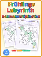 Vorschau - Arbeitsblätter - Dezimalzahlen-Labyrinth: Dezimalmultiplikation Frühling - Deckblatt