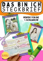 Vorschau - Mal- und Bastelvorlagen - Kreativer Steckbrief im Bilderrahmen – Bastelvorlage für die erste Schulwoche - Deckblatt
