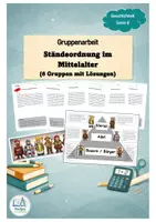 Vorschau - Stundenentwürfe - Gruppenarbeit Ständeordnung im Mittelalter (6 Gruppen inkl. Lösungen) l Geschichte l Klasse 6 - Deckblatt