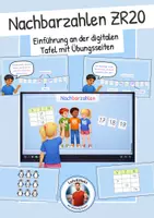 Vorschau - Fördermaterial/Inklusion - Einführung Zahlenraum 20 an der digitalen Tafel - Nachbarzahlen - Deckblatt