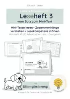 Vorschau - Arbeitsblätter - Lesetraining Klasse 1 – Vom Satz zum Mini-Text | Heft 3 (Kl. 1–2) mit Silbengliederung - Deckblatt